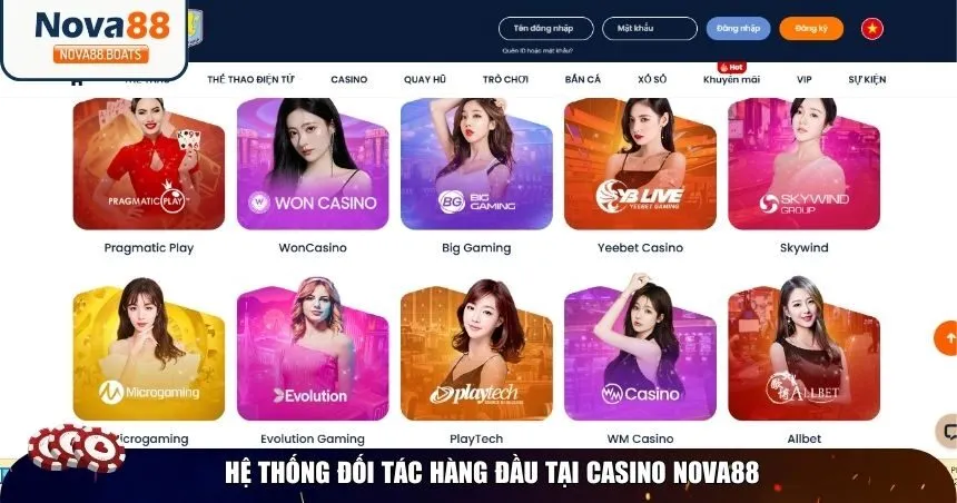 Hệ thống đối tác hàng đầu tại casino Nova88